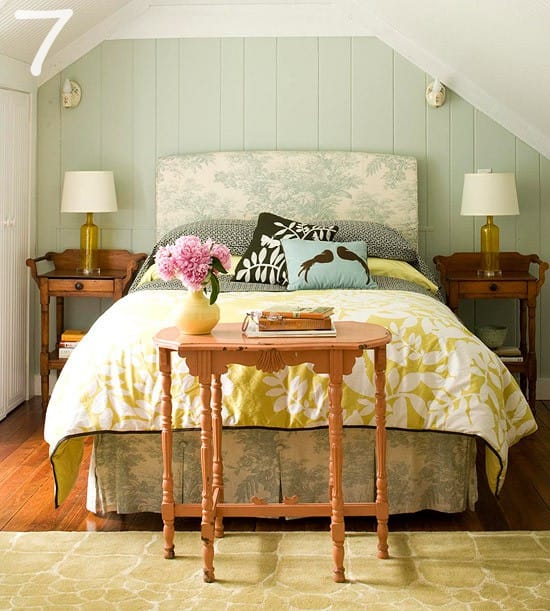 ... pastel floral upholstered headboard for a cottage style bedroom