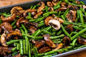 beans and mushrooms roasted