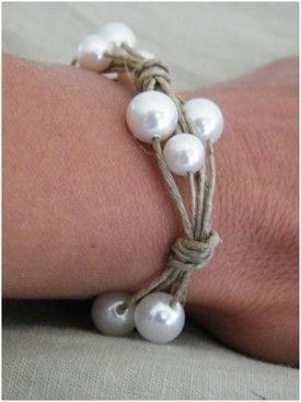 hemp and pearl bracelet