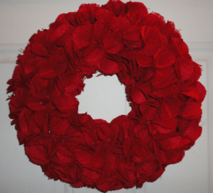 red berlap wreath