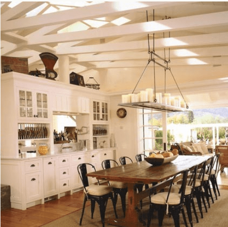 wood and beams white kitchen