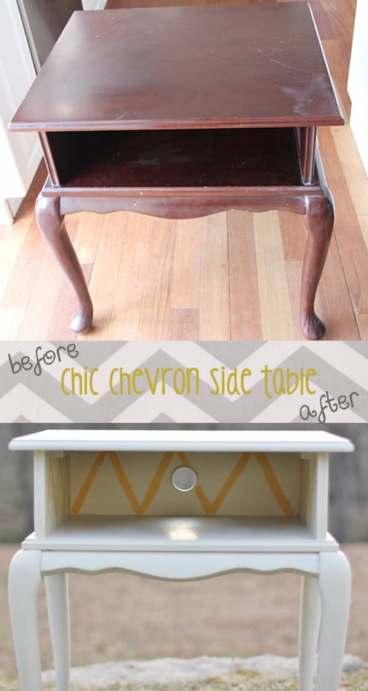 Chic Yellow Chevron Side Table {before & after} - Picklee