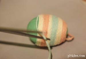 yarn wrapped easter egg cut yarn