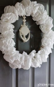 white hydrangea coffee filter wreath
