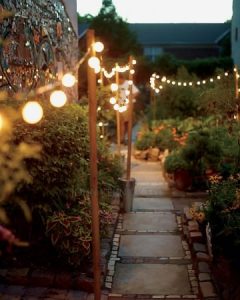 diy garden lighting with poles string lights