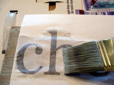 transferring blank ink lettering to wood