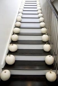 white pumpkins stairway delecate couture