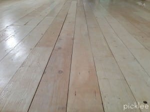 wide plank plywood floor white wash