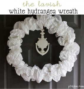 lavish white hydrangea coffee filter wreath