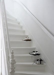 pure white painted stairs