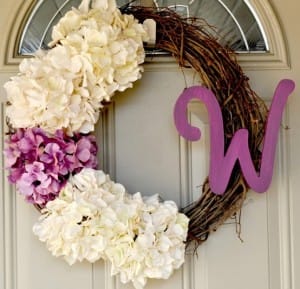 spring hydrangea wreath purple