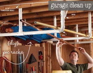 organize garage pvc racks