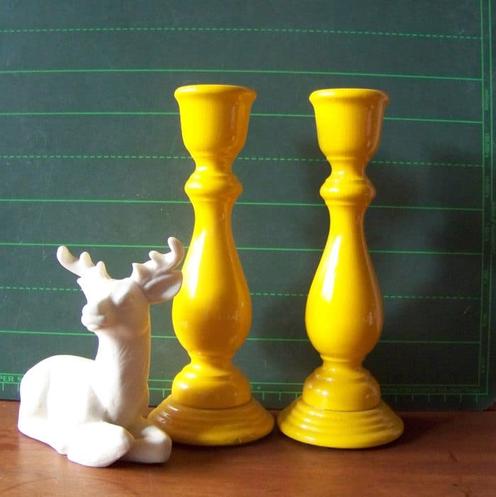 Yellow Lacquered Candle Sticks