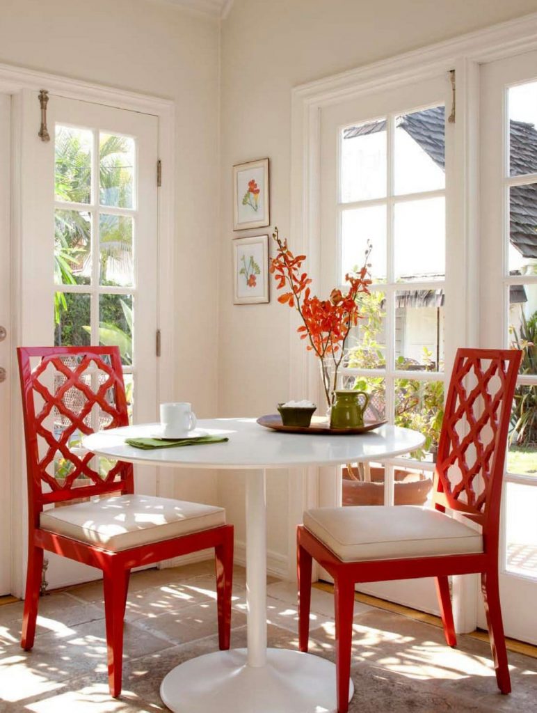 red lacquered dining chairs