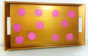 gold pink polka dot tray