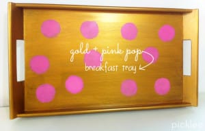 gold pink polka dot tray1