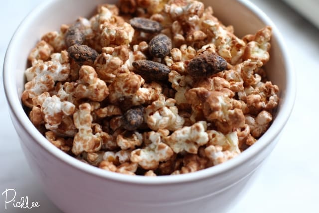 chocolate almond munch-popcorn