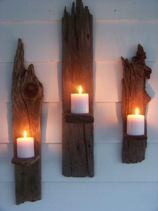 driftwood candle sconce