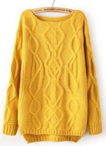 yellow sweater cable knit