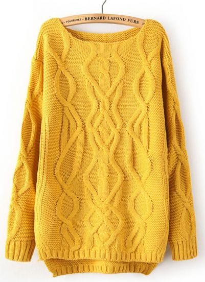 yellow sweater-cable knit