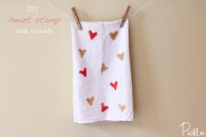 heart stamp towels