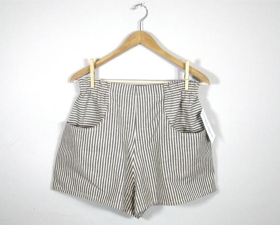 organic cotton high waist pocket shorts striped